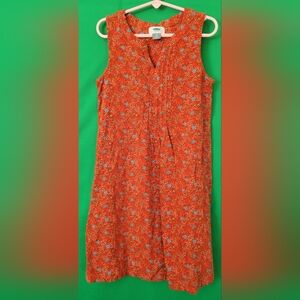 Floral Sleeveless Dress Orange Old Navy Girls Size 8 Medium Summer Pleated Boho
